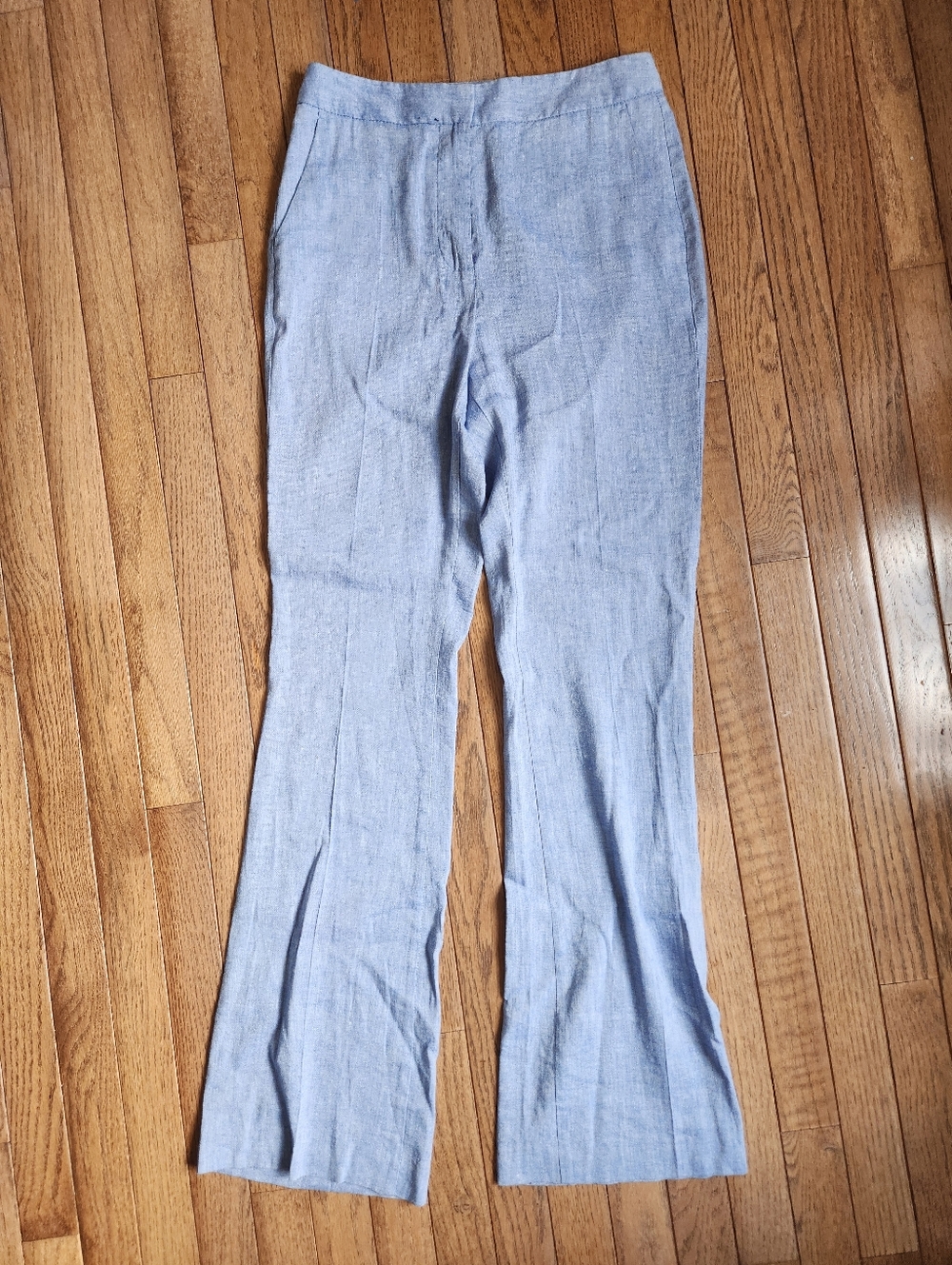 Zara Light Blue Chambray Wide-Leg Pants